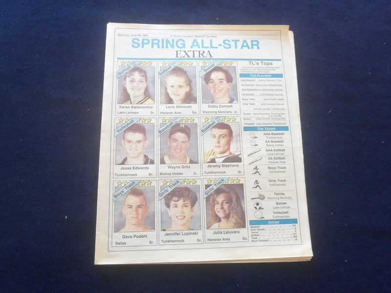 1992 JUNE 20 TIMES LEADER SPECIAL SECTION-WILKES-BARRE -SPRING ALL-STARS-NP 6182