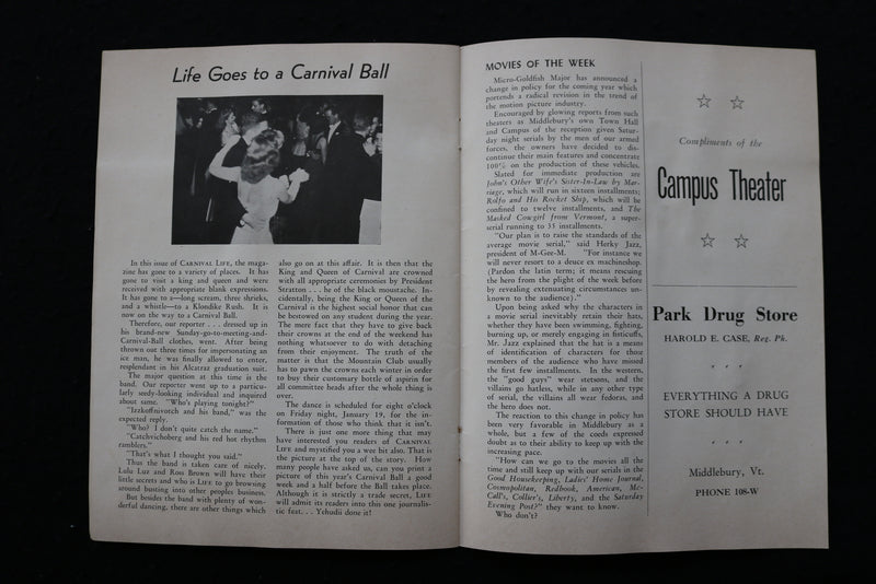 1945 JANUARY CARNIVAL LIFE MAGAZINE - MIDDLEBURY COLLEGE - K 1932