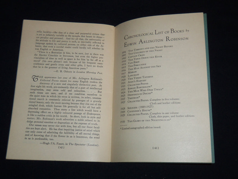 1930'S EDWIN ARLINGTON ROBINSON - CARL VAN DOREN - J 8959