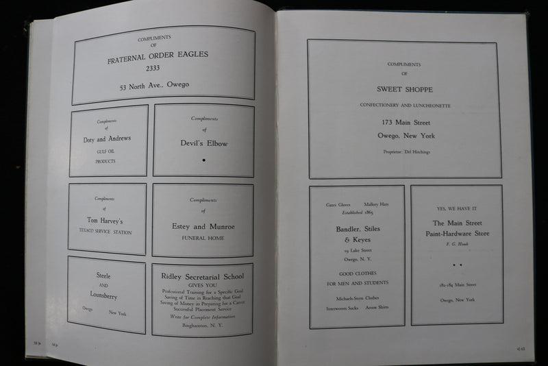 1946 TOM TOM OWEGO FREE ACADEMY YEARBOOK - OWEGO NEW YORK - HARDCOVER - YB 3482