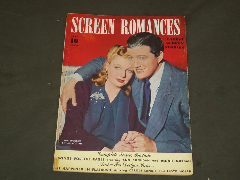 1942 JULY SCREEN ROMANCES MAGAZINE - ANN SHERIDAN & DENNIS MORGAN COVER - M 107