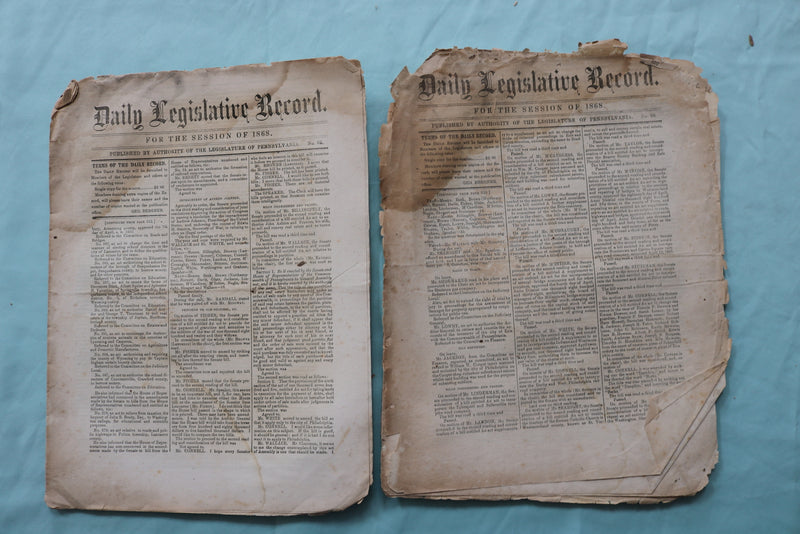 1868 PENNYSYLVANIA DAILY LEGISLATIVE RECORD - LOT OF 22 - K 2518