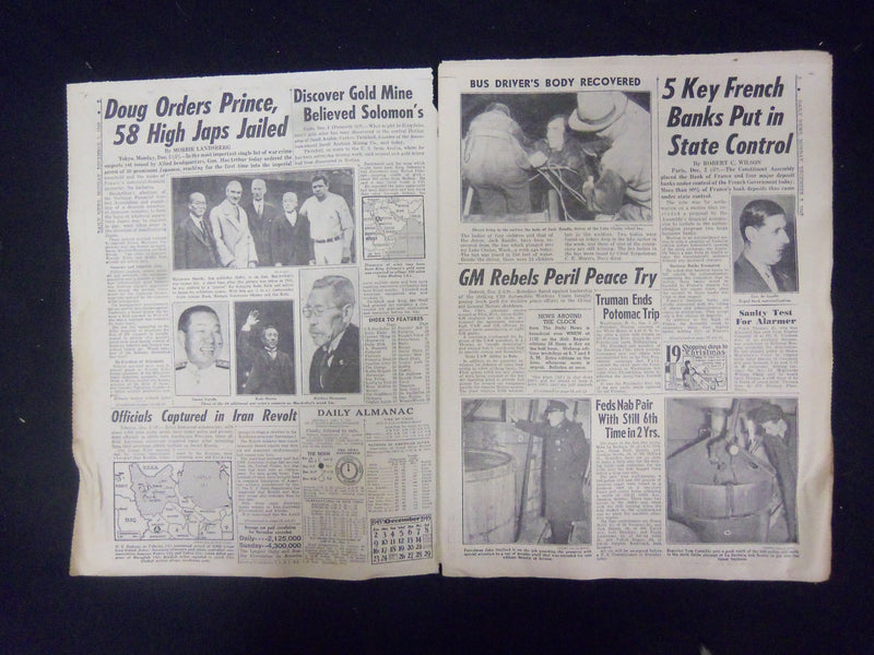 1945 DECEMBER 3 NEW YORK DAILY NEWS - 59 HIGH JAPS TO BE JAILED - NP 2182