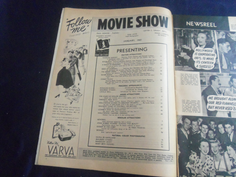 1943 JANUARY MOVIE SHOW MAGAZINE - LORETTA YOUNG & BRIAN AHERNE COVER - B 2801H