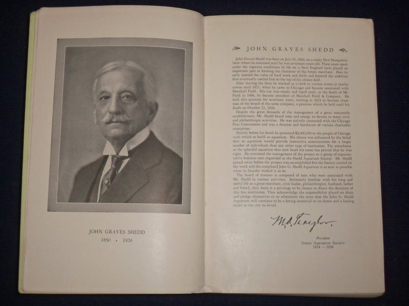 1950 GUIDE TO THE JOHN G. SHEDD AQUARIUM BOOK BY WALTER H. CHUTE - KD 2978