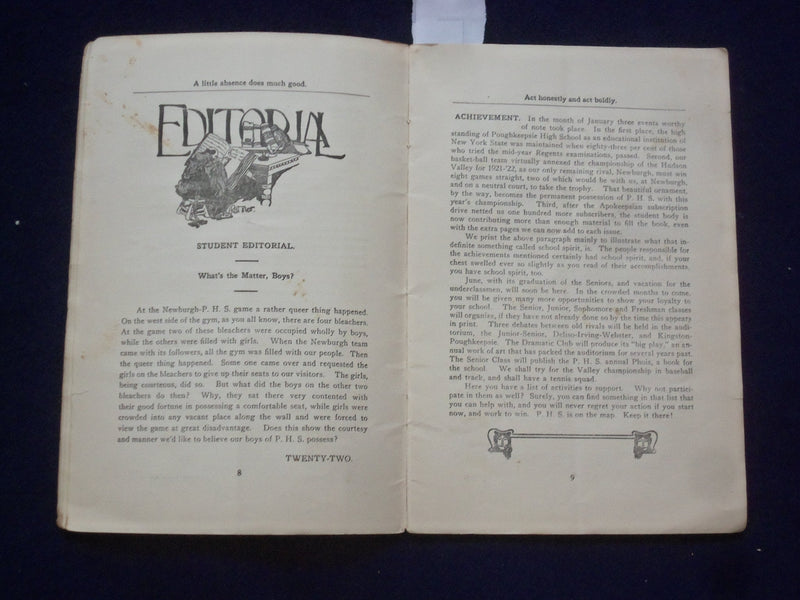 1922 FEBRUARY THE APOKEEPSIAN - POUGHKEEPSIE HIGH SCHOOL MAGAZINE - J 9609