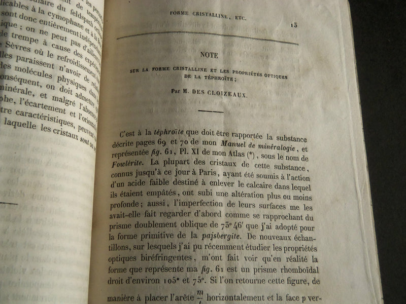 1862 M. DES CLOIZEAUX OBSERVATIONS - FRENCH - PROPROETES OPTIQUES - J 5169