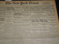 1921 MAY 6 NEW YORK TIMES NEWSPAPER - ULTIMATUM PRESENTED TO GERMANY - NT 7842