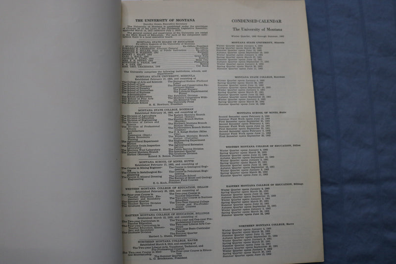 1960-1961 MONTANA STATE UNIVERSITY CATALOG - MISSOULA, MONTANA - K 328