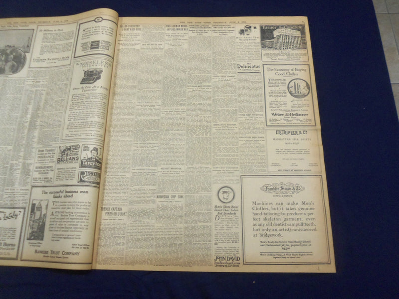 1918 JUNE 6 NEW YORK TIMES - TWO MORE SHIPS SUNK IN OUR WATERS - NT 9079