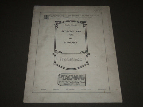 1918 C. J. TAGLIABUE HYDROMETERS & THERMOMETERS CATALOG #415 & 416 - J 2484