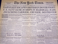 1942 FEB 13 NEW YORK TIMES - NAZI FLEET ESCAPES BRITISH-OVER FIGHT - NT 1251
