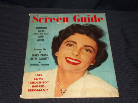1949 NOVEMBER SCREEN GUIDE MAGAZINE - LIZ TAYLOR FRONT COVER - E 15182