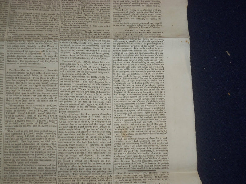 1846 AUGUST 1 MASSACHUSETTS PLOUGHMAN NEWSPAPER - STEAM EXCAVATER - NP 5127