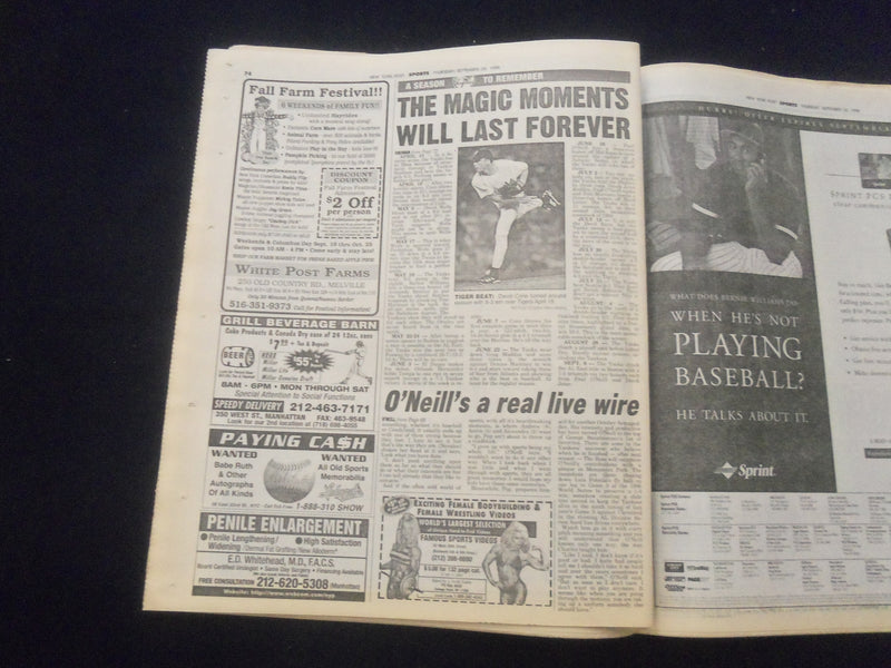 1998 SEP 24 NEW YORK POST NEWSPAPER - SAMMY SOSA HITS HR #S 64 & 65 - NP 6076