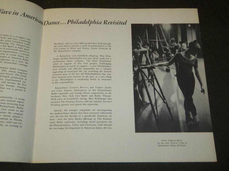 1968-1969 THE PENNSYLVANIA BALLET PROGRAM - NICE PHOTOS - J 5144