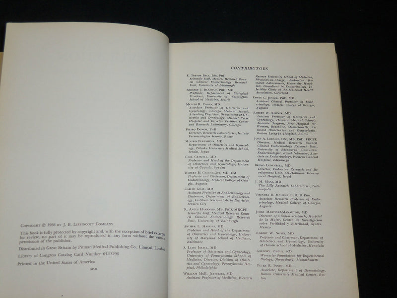 1966 OVULATION BOOK EDITED BY ROBERT B. GREENBLATT, M. D. - KD 2762Y