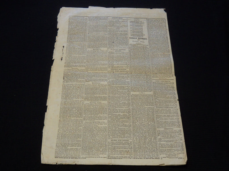 1865 SEPTEMBER 1 THE NEW YORK SUN NEWSPAPER - WIRZ CASE - NP 8954