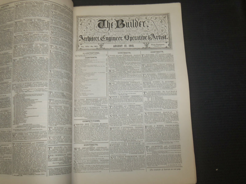 1861 AUGUST THE BUILDER ARCHITECT MAGAZINE - 5 ISSUES - ILLUSTRATIONS - ST 416M