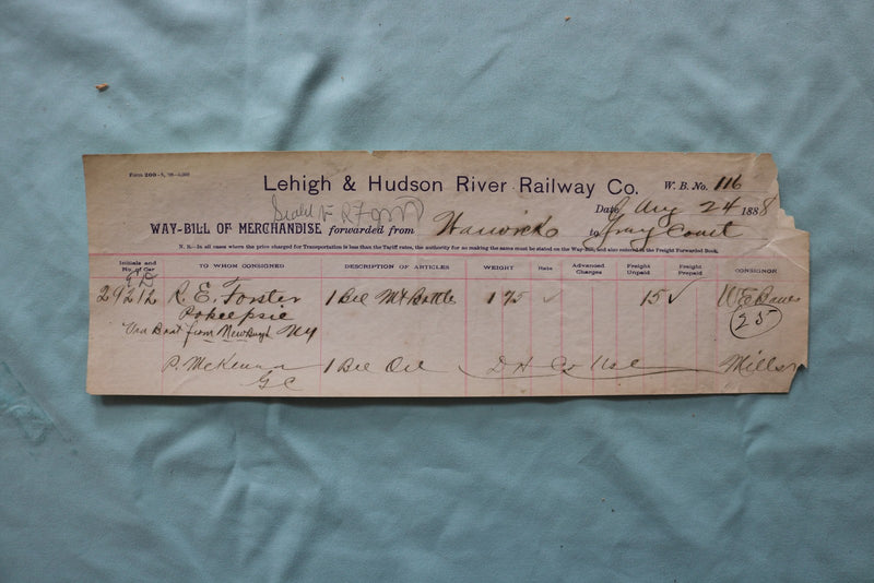 1888 WAY-BILL OF MERCHANDISE RAILROAD - 3 PIECES - K 3326