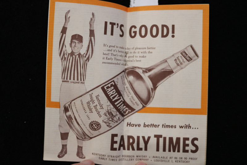 1956 FOOTBALL SCHEDULE - EARLY TIMES BOURBON - LOT OF 2 - K 2842
