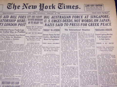 1941 FEB 19 NEW YORK TIMES - BIG AUSTRALIAN FORCE AT SINGAPORE - NT 1439