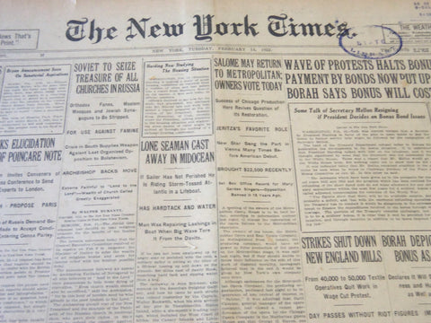 1922 FEBRUARY 14 NEW YORK TIMES - SALOME MAY RETURN TO METROPOLITAN - NT 5775
