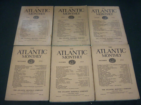 1914 THE ATLANTIC MONTHLY MAGAZINE LOT 6 ISSUES - STORIES & ARTICLES - WR 341C