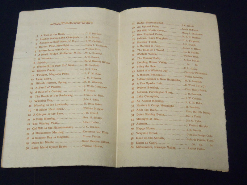 1885 EVARTS CUTLER'S ARTISTS EXHIBITION CATALOGUE- NEW HAVEN CONNECTICUT- K 2047