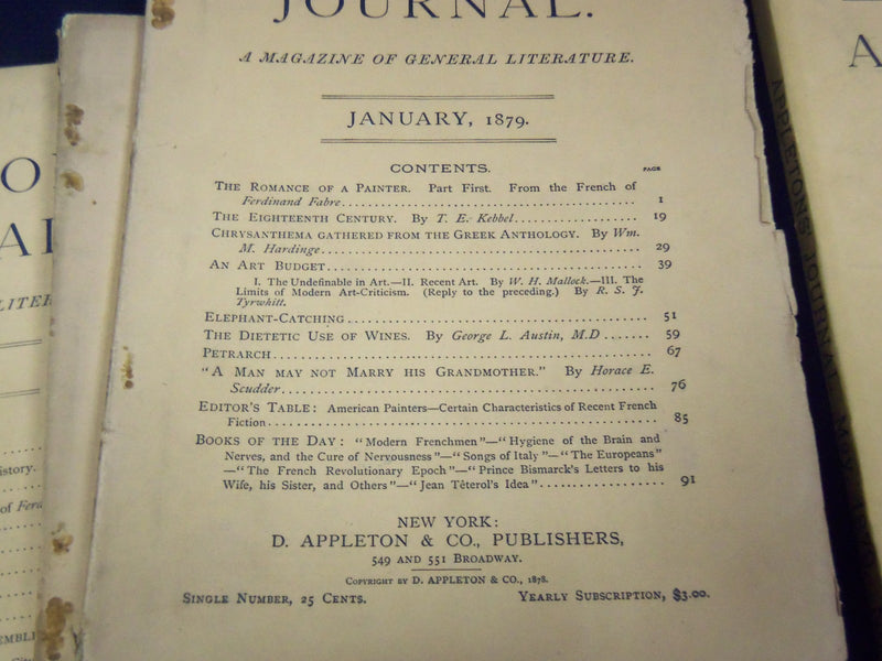 1879 APPLETON'S JOURNAL MAGAZINE LOT OF 11 ISSUES - SPENCER WALPOLE - WR 689