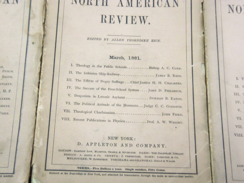 1878-1881 NORTH AMERICAN REVIEW LOT OF 7 ISSUES - NICE STORIES/ARTICLES - WR 672