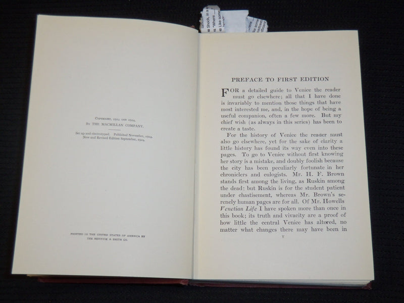 1927 A WANDERER IN VENICE HARDCOVER BOOK BY E. V. LUCAS - KD 9401