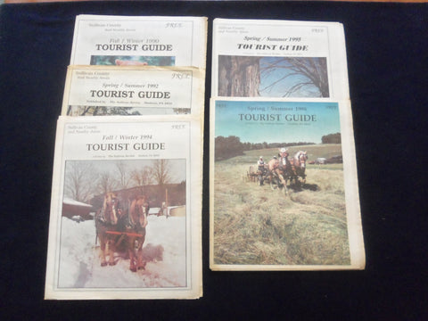 1990-1998 SULLIVAN COUNTY (PA) COUNTY TOURIST GUIDE - LOT OF 5 - NP 6220