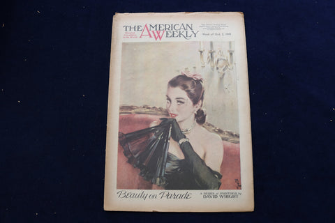 1949 OCTOBER 2 AMERICAN WEEKLY MAGAZINE - BEAUTY ON PARADE COVER - E 22655