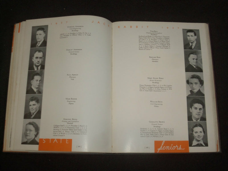 1937 THE JACKRABBIT SOUTH DAKOTA STATE COLLEGE YEARBOOK - BROOKINGS, SD- YB 1958