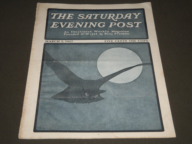 1907 MARCH 2 THE SATURDAY EVENING POST MAGAZINE - ILLUSTRATED COVER- SP 1001