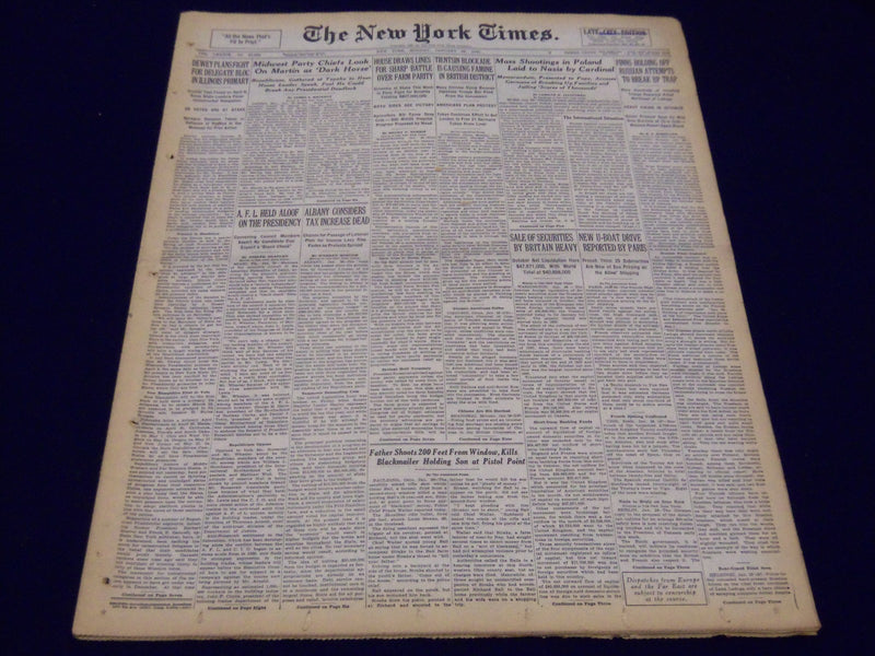 1940 JAN 29 NEW YORK TIMES NEWSPAPER - MASS SHOOTINGS IN POLAND - NAZIS - NT 36