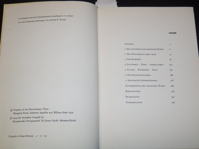 1959 GESCHICHTE DER MODERNEN MALEREI BOOK BY HERBERT READ - KD 5634I