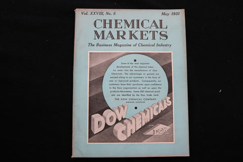 1931 MAY CHEMICAL MARKETS MAGAZINE - DOW CHEMICALS COVER - B 177D