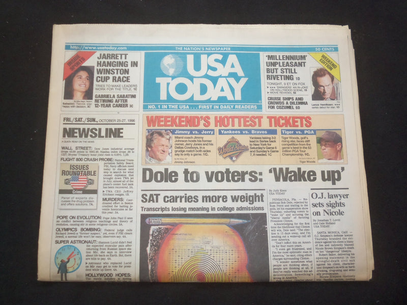 1996 OCTOBER 25-27 USA TODAY NEWSPAPER-O.J. LAWYER SETS SIGHTS ON NICOLE-NP 7832