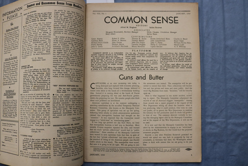 1939 JANUARY COMMON SENSE MAGAZINE - WINTER BOOK NUMBER - K 3222