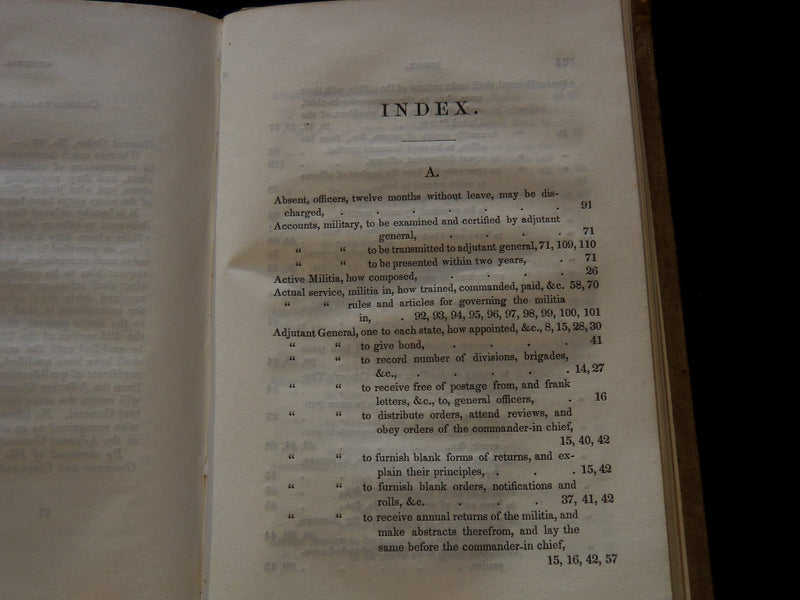 1851 MILITIA LAWS OF MASSACHUSETTS HARDCOVER BOOK BY EBENEZER W. STONE - KD 81G