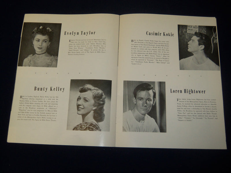 1953-1954 AGNES DE MILLE DANCE THEATRE PROGRAM - S. HUROK - PHOTOS - J 5043
