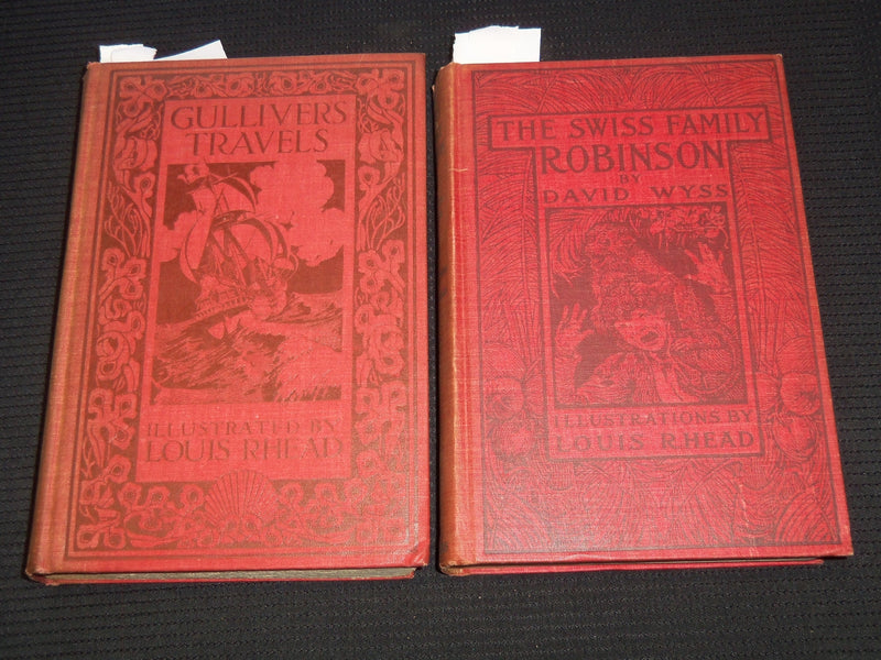 1909-1913 LOUIS RHEAD ILLUSTRATED BOOK LOT OF 2 - GULLIVER'S TRAVEL - KD 7809