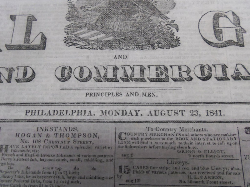 1841 NATIONAL GAZETTE LITERARY COMMERCIAL REGISTER NEWSPAPER LOT OF 19 - NP 1456
