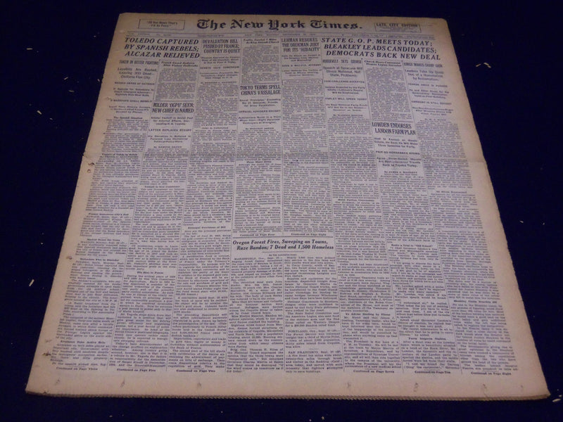 1936 SEPT 28 NEW YORK TIMES - TOLEDO CAPTURED BY SPANISH REBELS - NT 2074