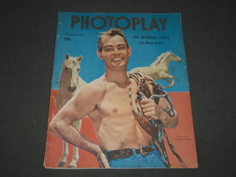 1948 SEPTEMBER PHOTOPLAY MOVIE MAGAZINE - ALAN LADD COVER - NICE ADS - M 127