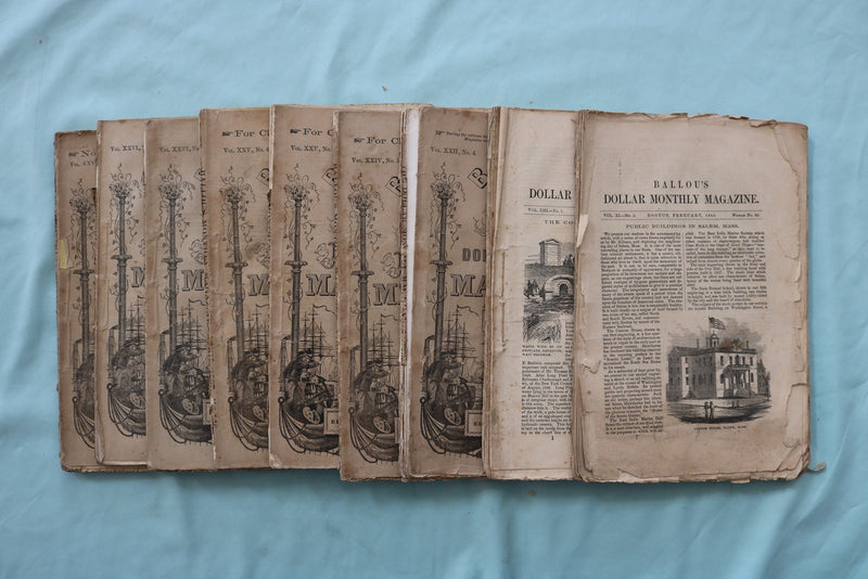 1860-1867 BALLOU'S MONTHLY MAGAZINE - LOT OF 9 - O 3978