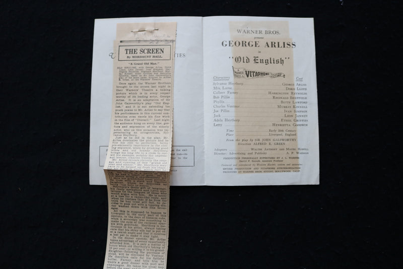 1930 OLD ENGLISH PROGRAM AND REVIEW - WARNER BROS. THEATRE-NEW YORK CITY- K 1796