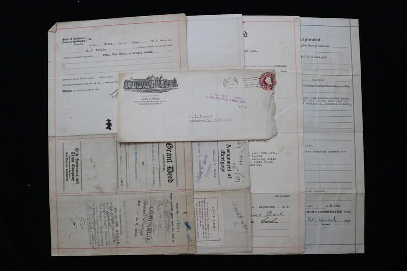 1926-1930 CALIFORNIA DEEDS - LOT OF 4 - & ENVELOPE - K 2792